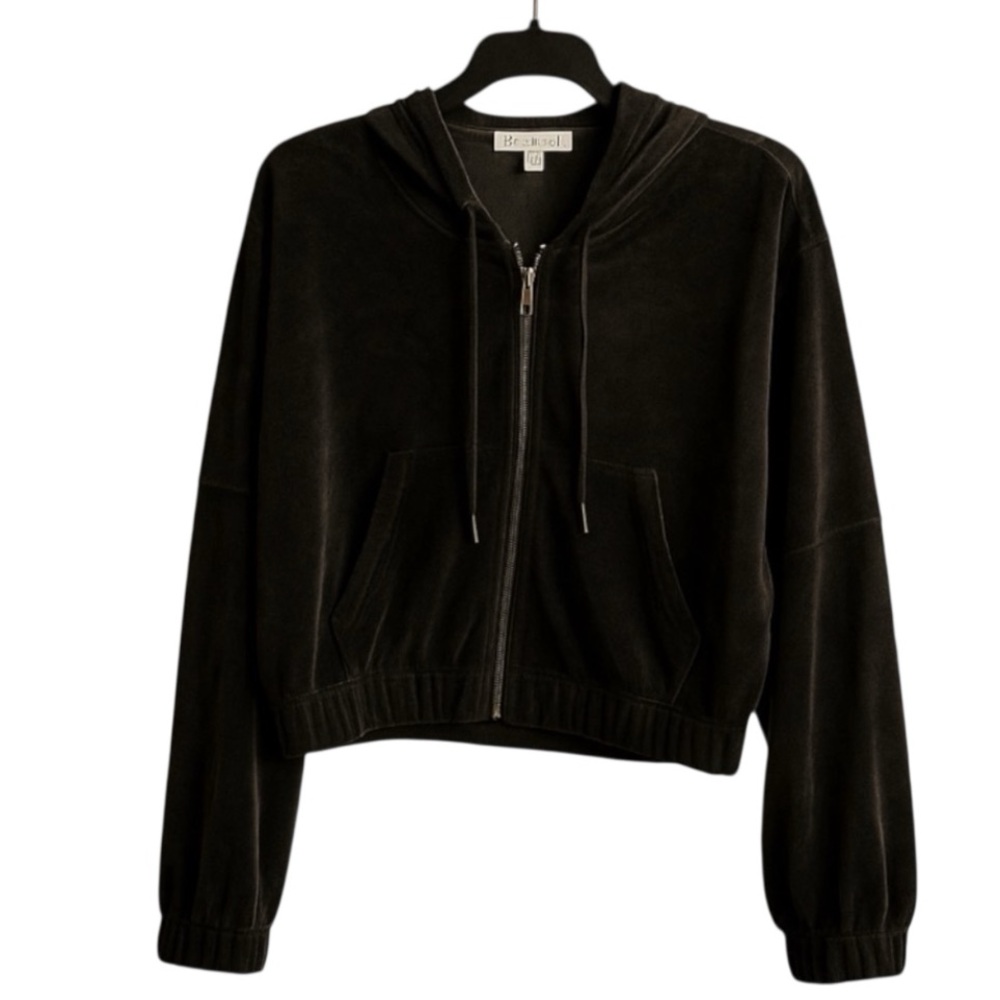 NWT! Eye Candy - Buttery Soft Black Velour Zip Hoodie
